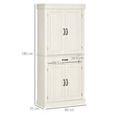 HOMCOM 180cm Kitchen Pantry Storage Cabinet Server Food Organizer, White