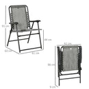 Outsunny 2Pcs Outdoor Patio Folding Chairs, Portable Garden Loungers Grey