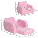 HOMCOM 2 In 1 Kids Armchair Sofa Bed Fold Out Padded Wood Frame Bedroom Pink