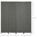 HOMCOM 4 Panel Folding Room Dividers for Wall, Privacy Screen Panels, Grey