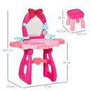 HOMCOM 36 Pcs Kids Vanity Dressing Table w/ Stool Lights Music Bright Red+Pink