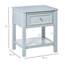 HOMCOM Boxy Accent Bedside End Table Nightstand Drawer Shelf Home Furniture Grey