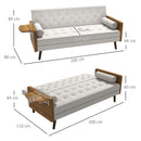 HOMCOM 3-Seater Sofa Bed Click-Clack Button-Tufted Settee Recliner Couch Beige