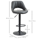 HOMCOM Barstools Set of 2 Adjustable Swivel Height Gas Lift PU Leather Chairs