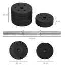 HOMCOM 30KG Adjustable Dumbbells Weight Set Hand Weight for Body Fitness