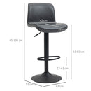 HOMCOM Retro Barstools Set of 2 PU Leather Adjustable Height Swivel Bar Chairs