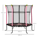 HOMCOM 5.2FT Kids Trampoline w/enclosure Indoor Outdoor for 3-10 Years - Pink