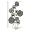 HOMCOM 3D Metal Wall Art Leaves for Home Decor, Hanging Wall Sculpture, Gold