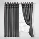 Denver Lined Eyelet Curtains - Charcoal Grey