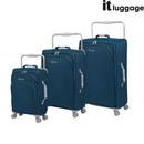 IT Luggage World's Lightest Suitcase with 8 Wheels and Wide Handle Design - Blue Ashes