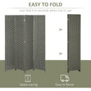 HOMCOM 4 Panel Folding Room Dividers for Wall, Privacy Screen Panels, Grey
