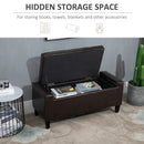 HOMCOM 40x90cm PU Leather Storage Ottoman Bench Wood Frame w/ Tufting Feet Brown