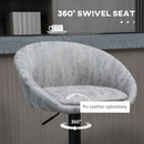 HOMCOM Modern Swivel Bar Stools Set of 2 with Adjustable Height, Light Grey