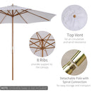 Outsunny 3m Fir Wooden Garden Parasol Sun Shade Outdoor Umbrella Canopy Cream