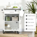 HOMCOM Rolling Kitchen Cart Storage Trolley with Drawer Towel Rail Steel White