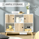 HOMCOM Bookcase, Display Cabinet with 6 Storage Cubes for Living Room Natural