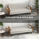 HOMCOM 3-Seater Sofa Bed Click-Clack Button-Tufted Settee Recliner Couch Beige