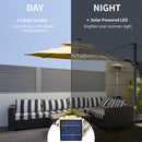 Outsunny 3m Cantilever Parasol Solar Lights Power Bank Base 360° Spin Beige