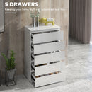 HOMCOM Bedroom Chest of Drawers, High Gloss 5 Drawers Dresser, Drawer Unit