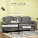 HOMCOM 3 Seater Sofas Fabric Couch with Nailhead Trim and Cushions Grey