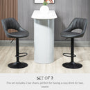 HOMCOM Barstools Set of 2 Adjustable Swivel Height Gas Lift PU Leather Chairs