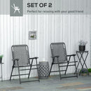 Outsunny 2Pcs Outdoor Patio Folding Chairs, Portable Garden Loungers Grey