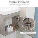 kleankin Bathroom Vanity Unit with Basin, Wall Mounted Wash Stand, Grey