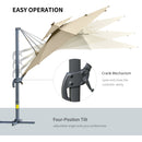 Outsunny 3m Cantilever Parasol Solar Lights Power Bank Base 360° Spin Beige