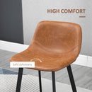 HOMCOM Industrial Bar Stools Set of 2, Bar Chairs with Steel Legs, Brown