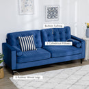 HOMCOM 3-Seater Sofa Velvet Feel Fabric Sofa Couch w/ Cylindrical Pillows, Blue