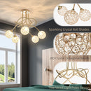 HOMCOM Chandelier Ceiling Light Pendant Light with 5 Globe Lampshades, Gold