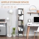 HOMCOM 5-Tier Bookshelf Freestanding Bookcase Storage Shelves Study, Dark Grey