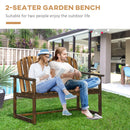 Outsunny Wooden Bench for Two People, Patio Loveseat Chair w/ Slatted Backrest