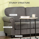 HOMCOM 3 Seater Sofas Fabric Couch with Nailhead Trim and Cushions Grey