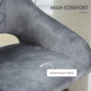 HOMCOM Bar Stools Set of 2, Velvet-Touch Fabric Counter Height Bar Chairs Grey