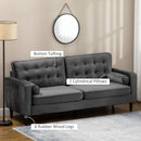 HOMCOM 3-Seater Sofa Velvet Feel Fabric Sofa Couch w/ Cylindrical Pillows, Grey