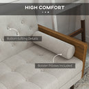 HOMCOM 3-Seater Sofa Bed Click-Clack Button-Tufted Settee Recliner Couch Beige
