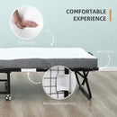 HOMCOM Folding Bed with 10cm Mattress, Portable Foldable Guest Bed with Wheels