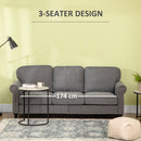 HOMCOM 3 Seater Sofas Fabric Couch with Nailhead Trim and Cushions Grey