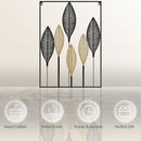 HOMCOM 3D Metal Wall Art Leaves for Home Decor, Hanging Wall Sculpture, Black
