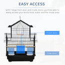 PawHut Metal Bird Cage Small w/ Perch Food Container Handle for Finch Canary