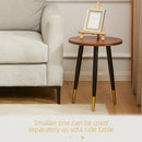 HOMCOM 2 Pieces Round Nesting Coffee Tables with Steel Frame Walnut brown