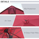 Outsunny 2.7M Patio Umbrella Outdoor Sunshade Canopy w/ Tilt and Crank Wine Red