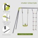 HOMCOM 3 In 1 Garden Swing Set w/ Metal Frame, for 4 Children, Ages 3-10 Years
