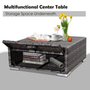 Outsunny Rattan Garden Sofa Set Storage Table Wicker Patio Lounger 4-Seater Grey