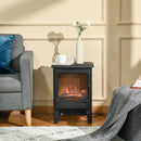 HOMCOM Freestanding Electric Fireplace Stove Heater W/ LED Flame Effect Black