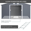 Outsunny 13 X 11ft Outdoor Garden Storage Shed w/2 Doors Galvanised Metal Grey