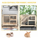 PawHut Wood Rabbit Hutch Bunny Cage Pet House Indoor W/ Tray Ramp, Natural
