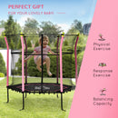 HOMCOM 5.2FT Kids Trampoline w/enclosure Indoor Outdoor for 3-10 Years - Pink
