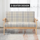 HOMCOM 2 Seater Sofa with Rubber Wood Frame Linen Fabric Love Seat Small Couch